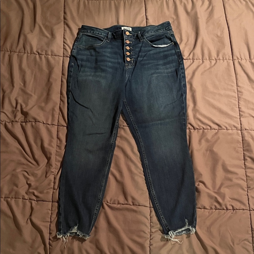 Maurices Midnight Blue Ankle Jeans with Distressed Hem